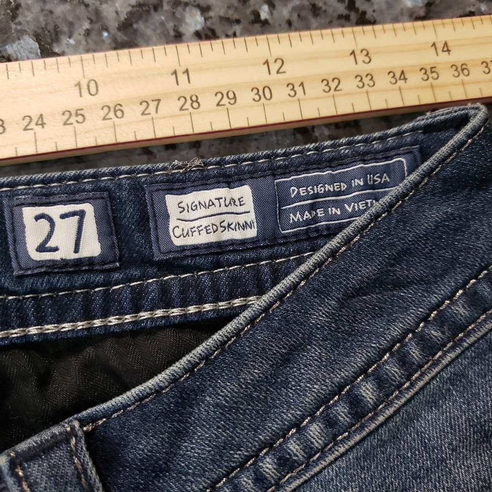Miss Me Signature Cuffed Skinny Jeans 27 Blue Embellished Sequin - Picture 7 of 10